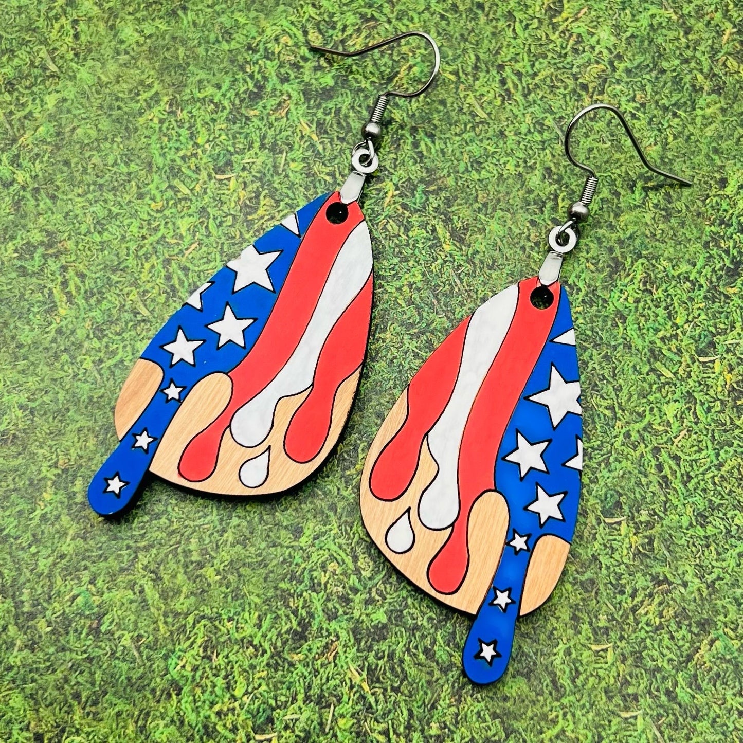 SEP CLEARANCE Patriotic Drip Earrings