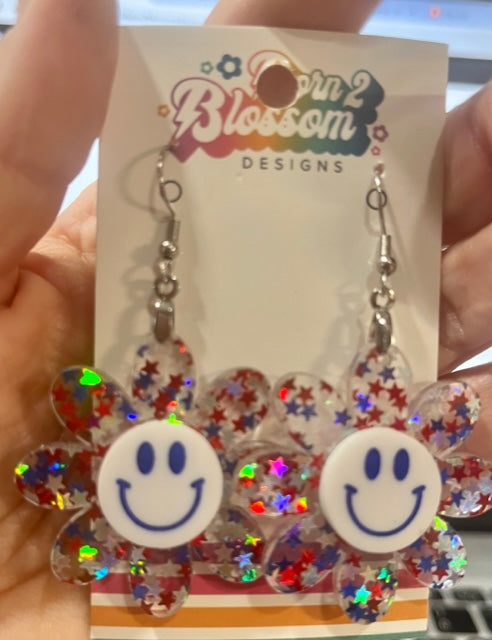 SEP CLEARANCE Patriotic Happy Daisy Dangles