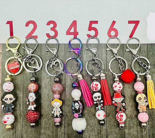 Bloody Valentine Beaded Keychains HORROR