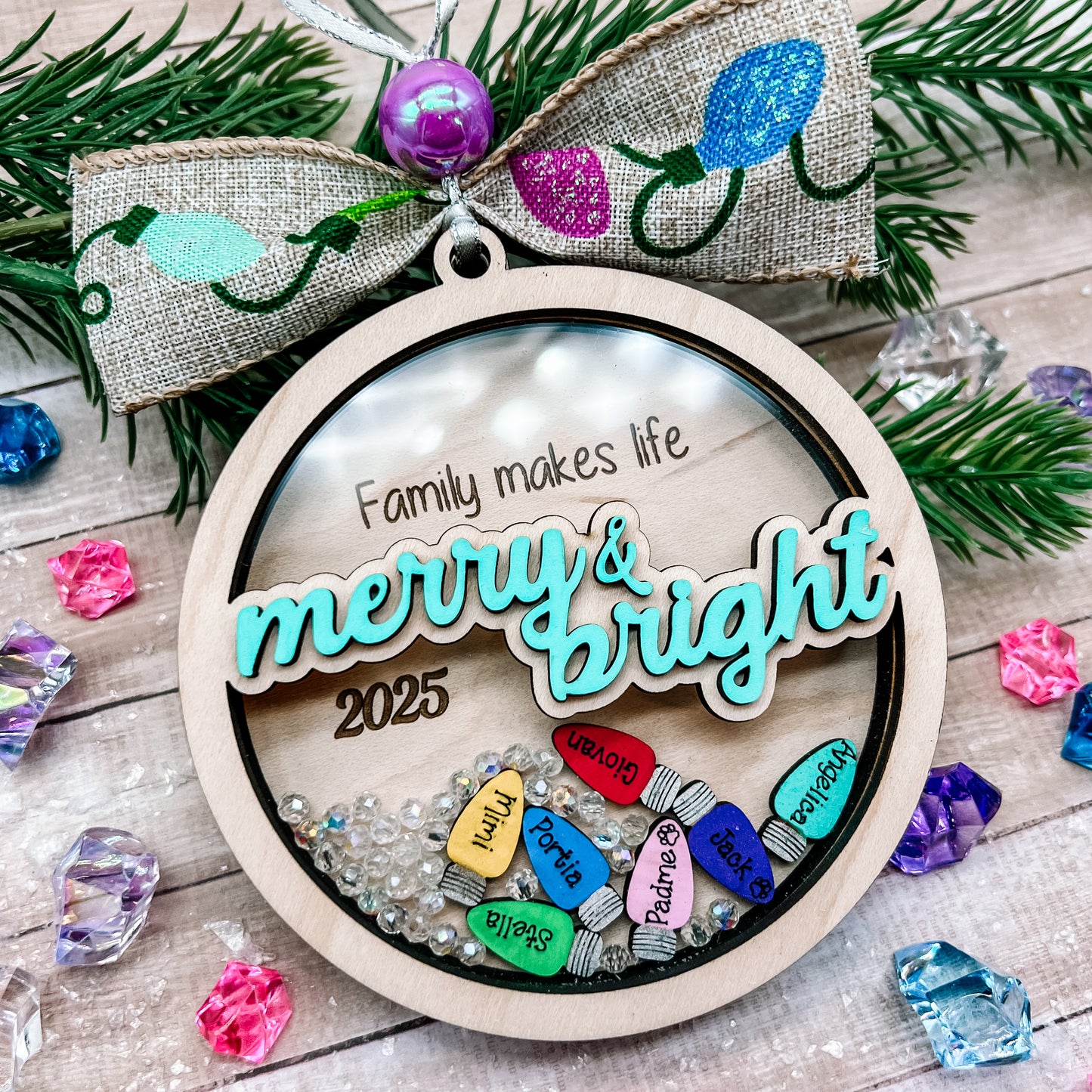 2025 NEW … Merry + Bright Personalized Family Christmas Ornament