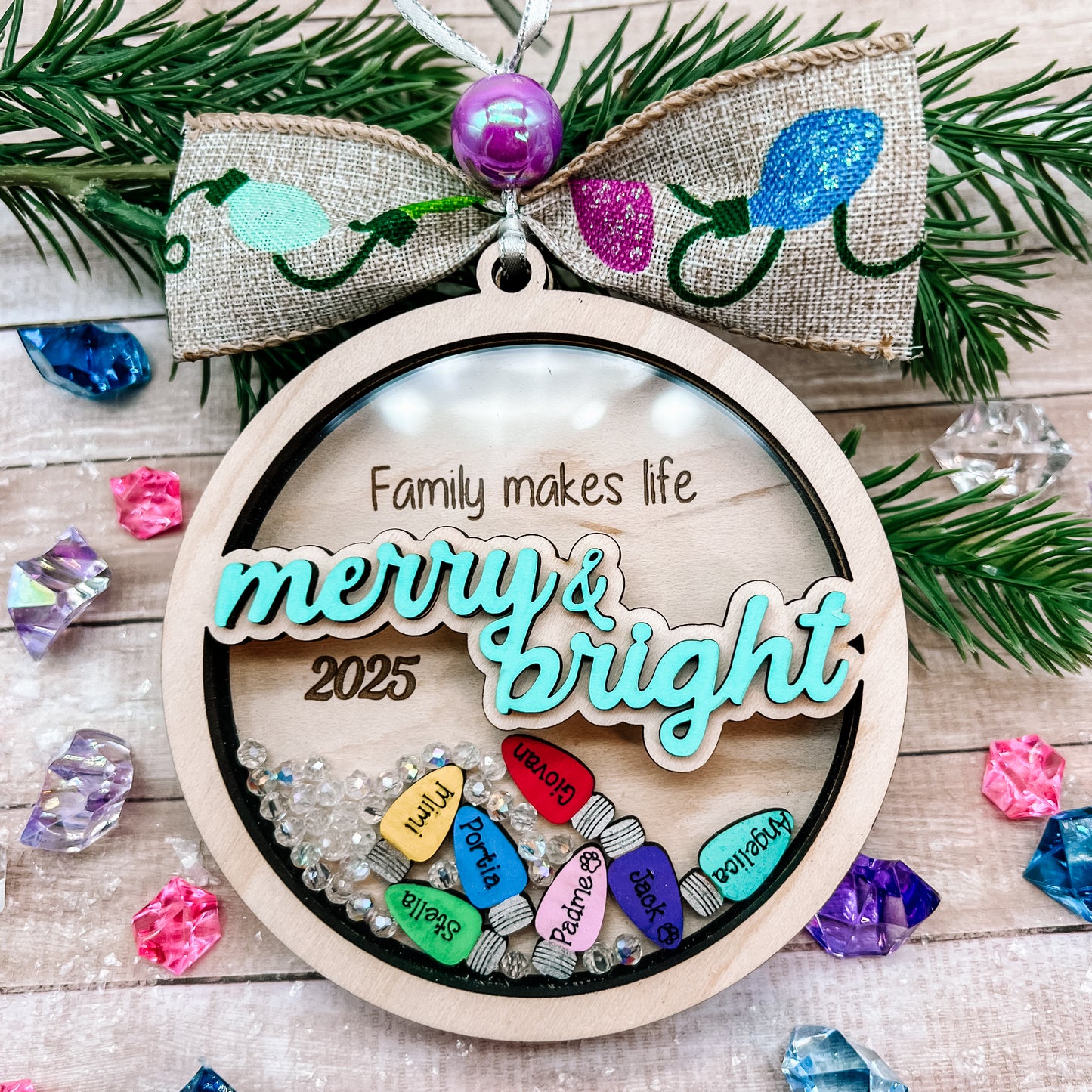 2025 NEW … Merry + Bright Personalized Family Christmas Ornament