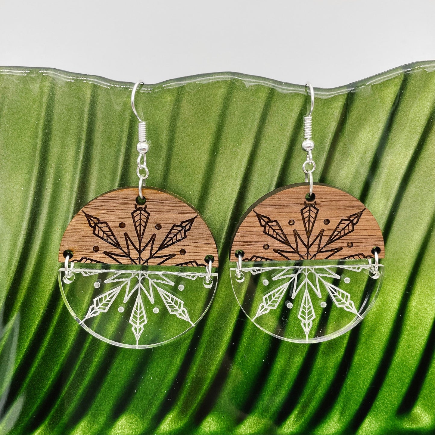 Wood and Acrylic Snowflake Dangles