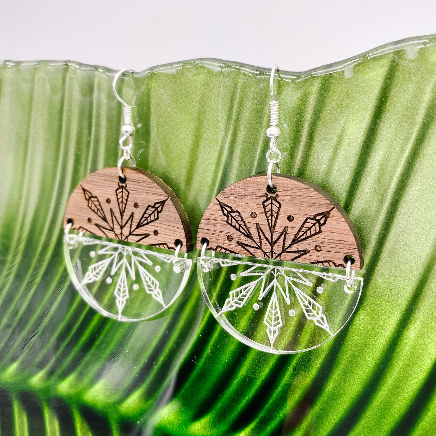 Wood and Acrylic Snowflake Dangles