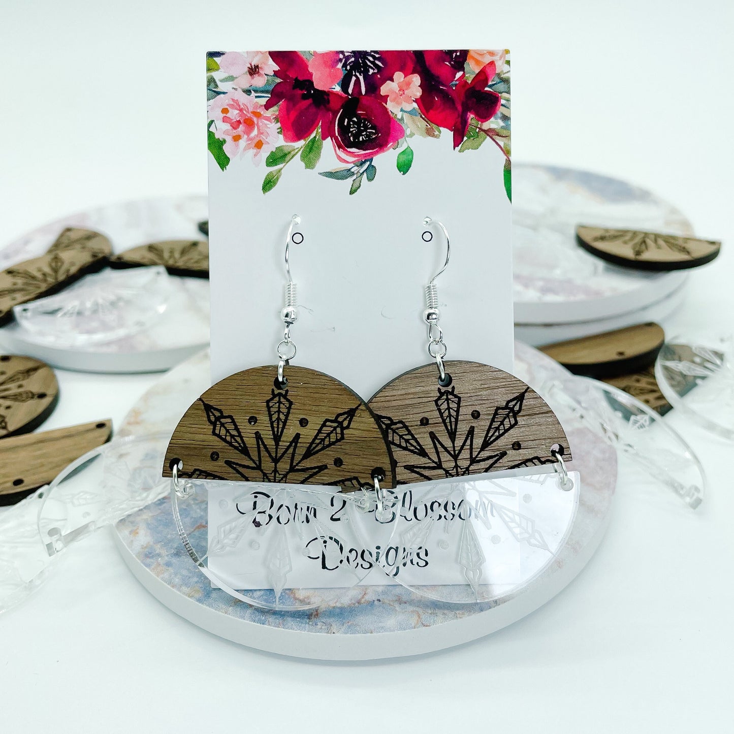 Wood and Acrylic Snowflake Dangles