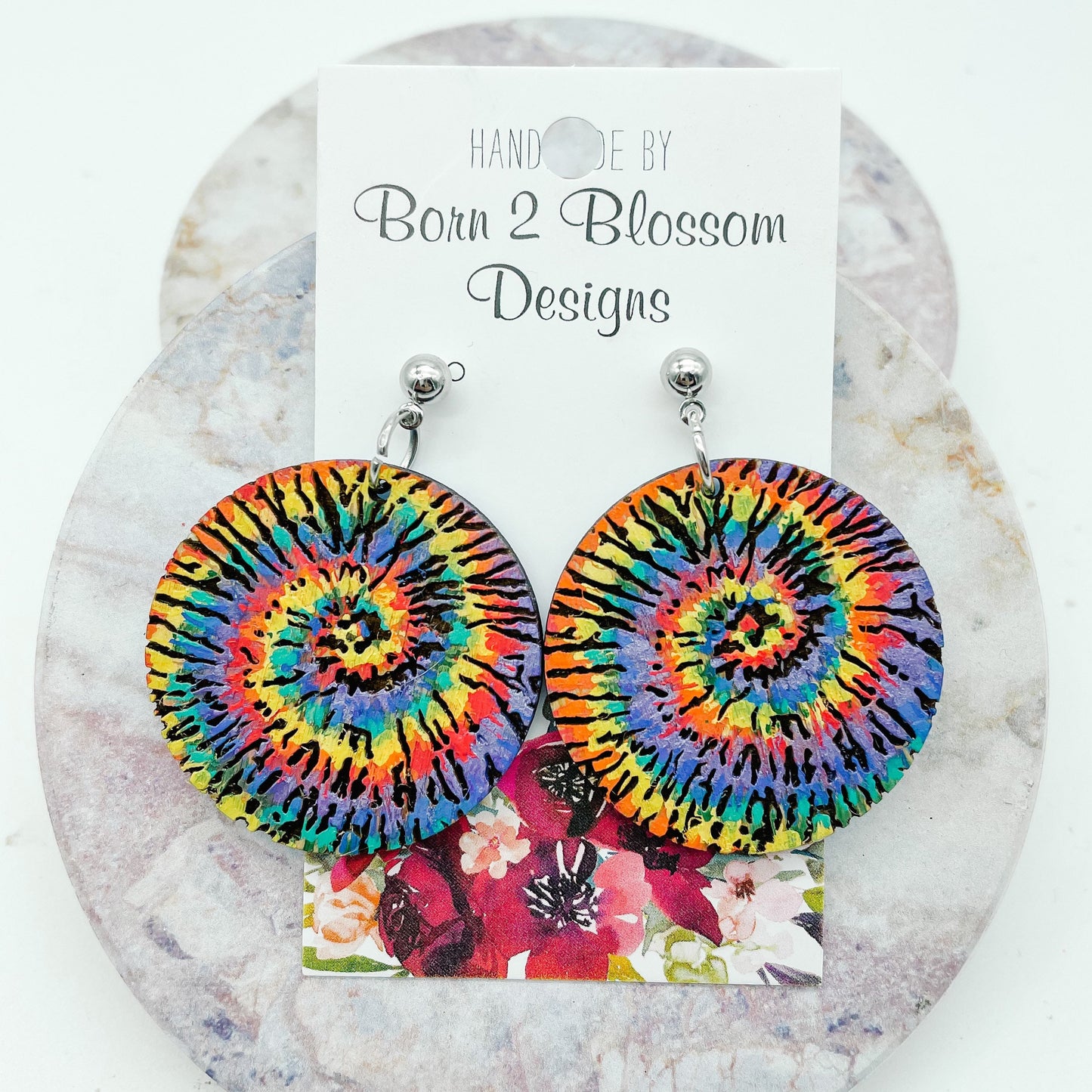 Rainbow Tie Dye Dangles