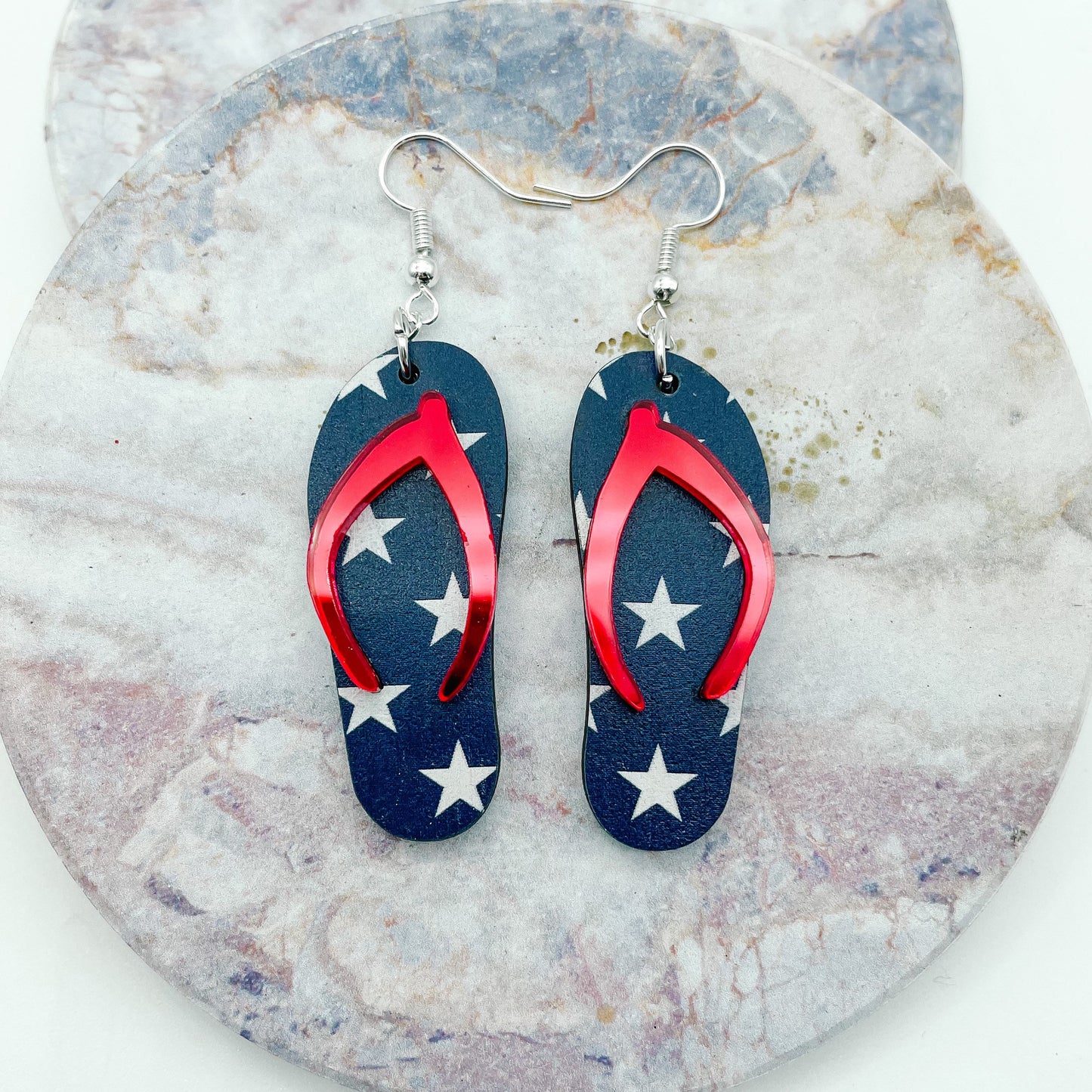 NOV CLEARANCE Flip Flops Patriotic Dangles