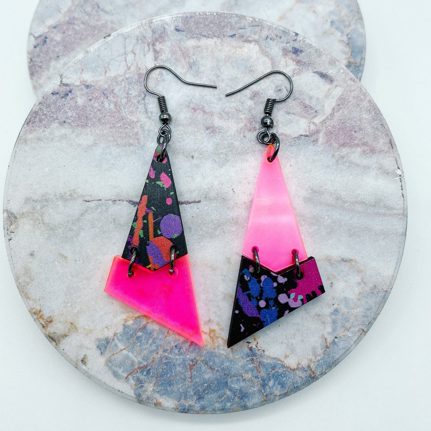 Neon Paint Splatter Dangles