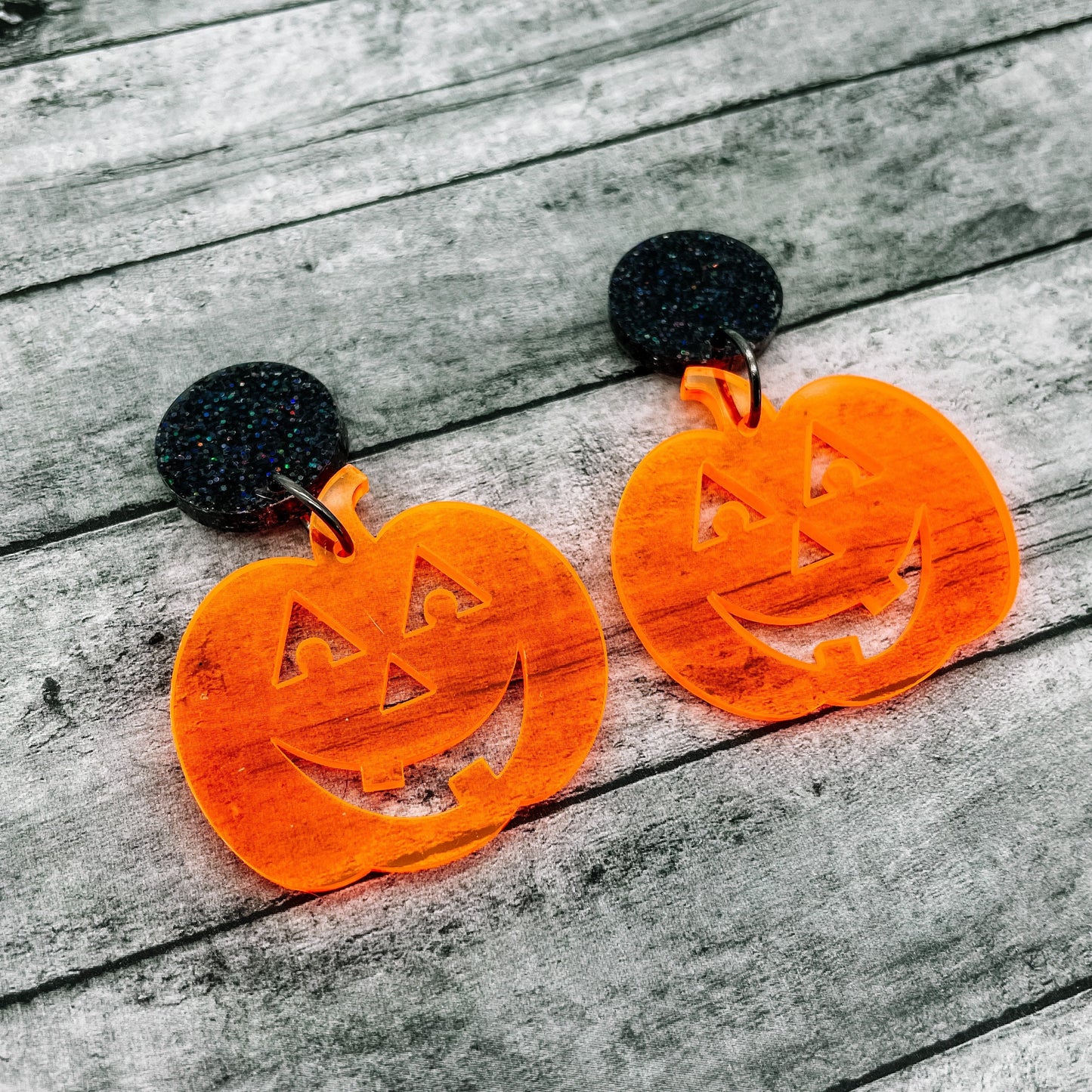 MAY CLEARANCE Fluorescent Pumpkin Dangles