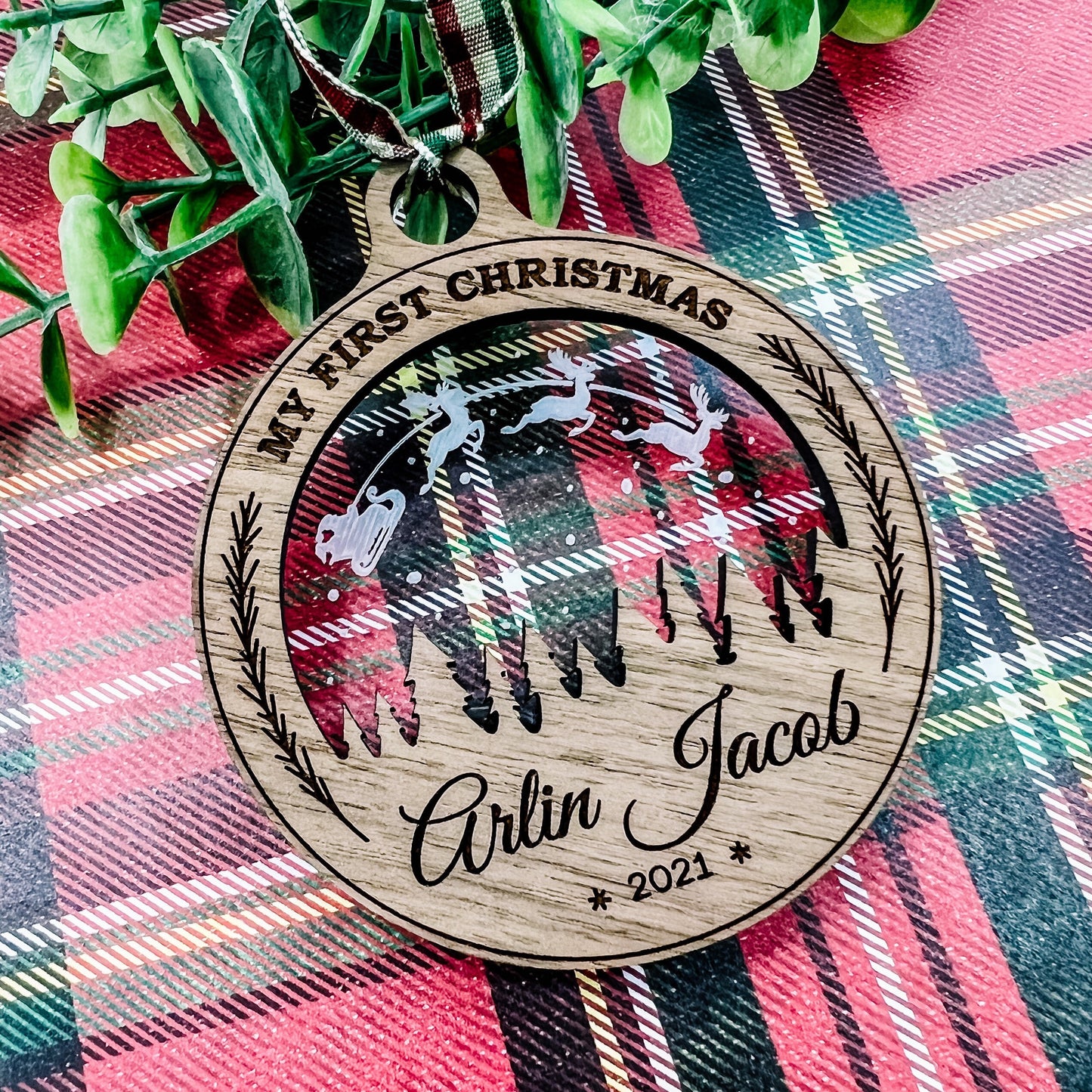 2025 Baby First Christmas Personalized Ornament Santa Sleigh