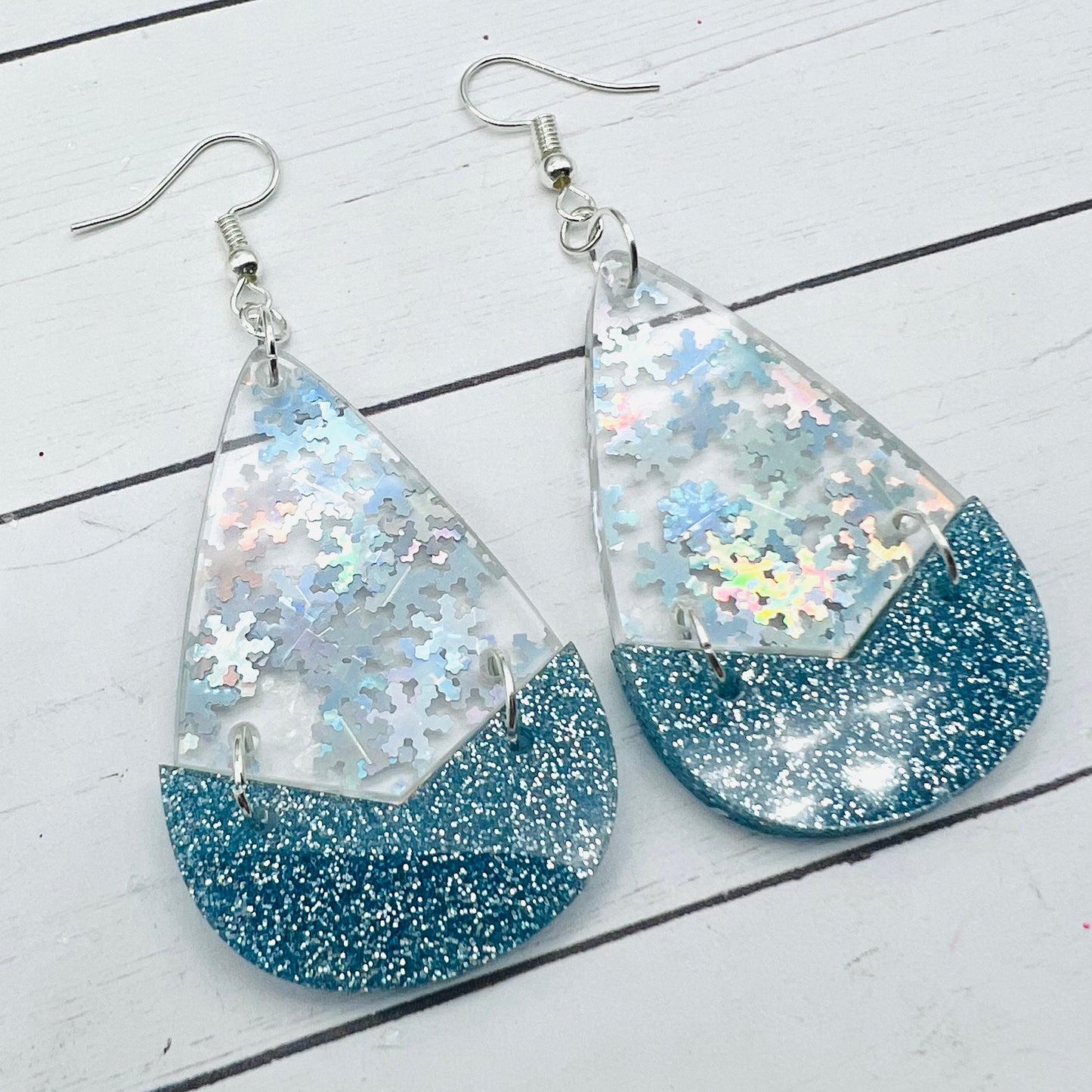 MAY CLEARANCE Snowflake Teardrop Dangles