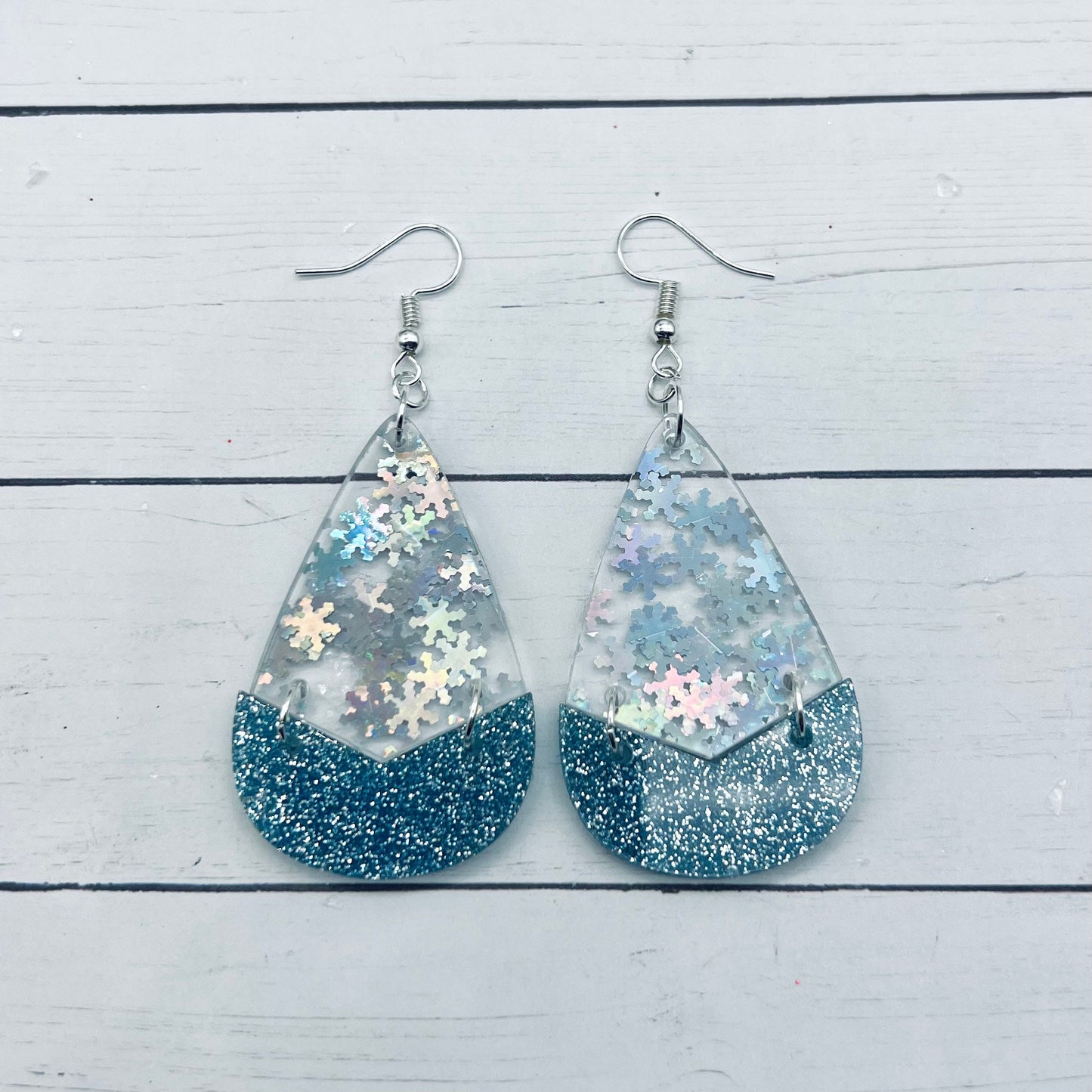 MAY CLEARANCE Snowflake Teardrop Dangles