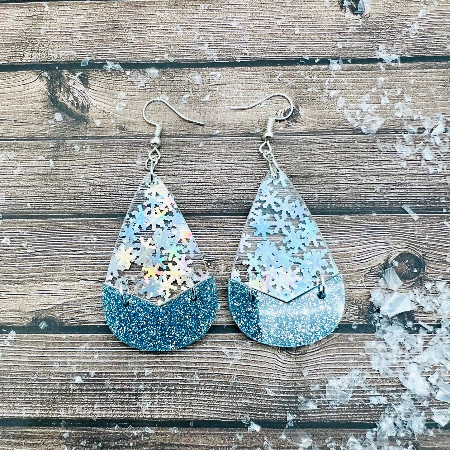 MAY CLEARANCE Snowflake Teardrop Dangles