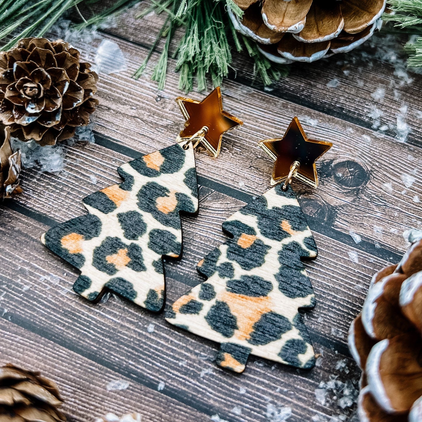 MAY CLEARANCE Leopard Christmas Tree Dangles