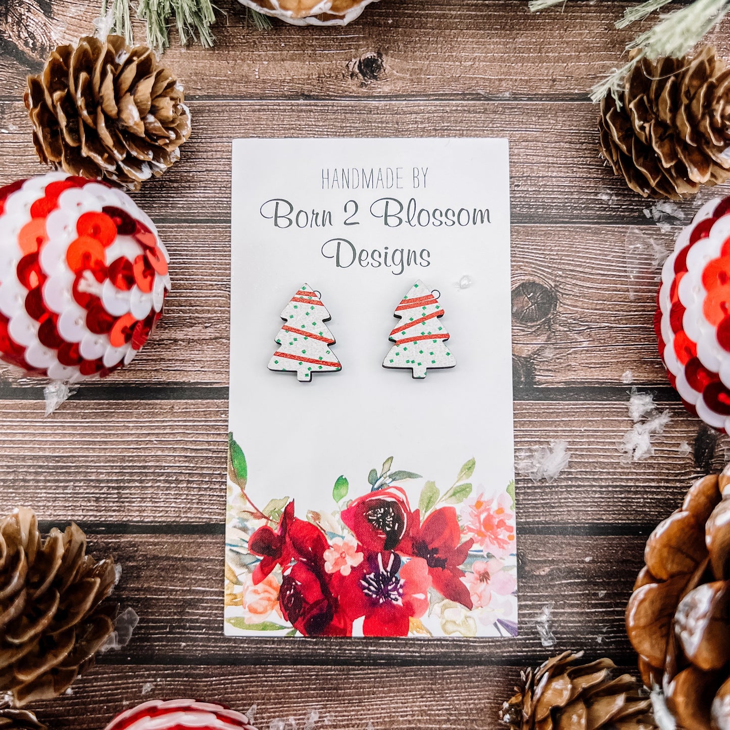 Christmas Tree Cake Stud Earrings