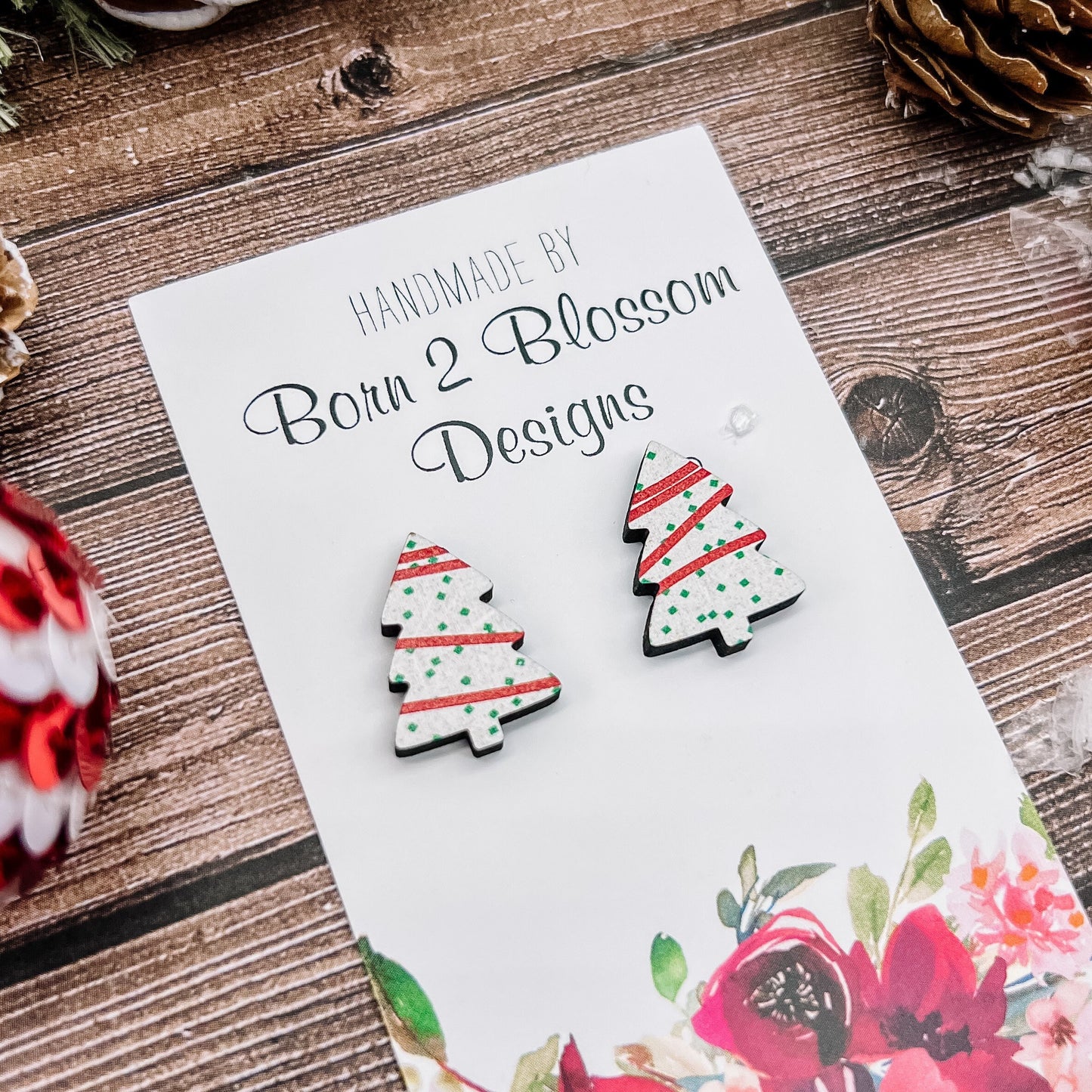 Christmas Tree Cake Stud Earrings