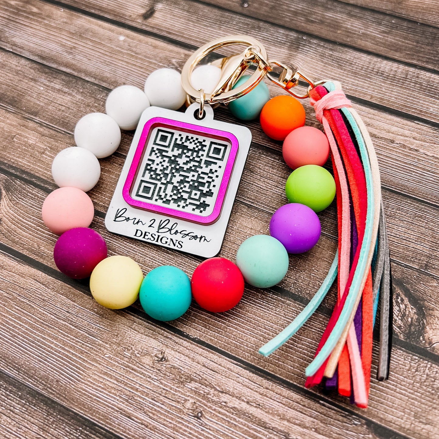 QR Code Personalized Keychain Bracelet