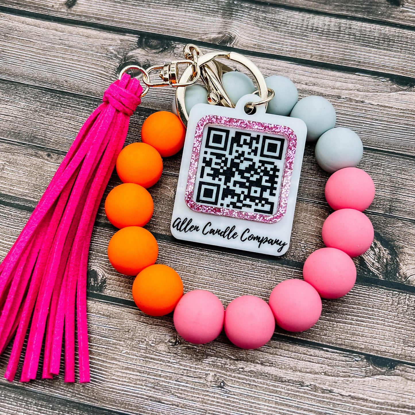 QR Code Personalized Keychain Bracelet