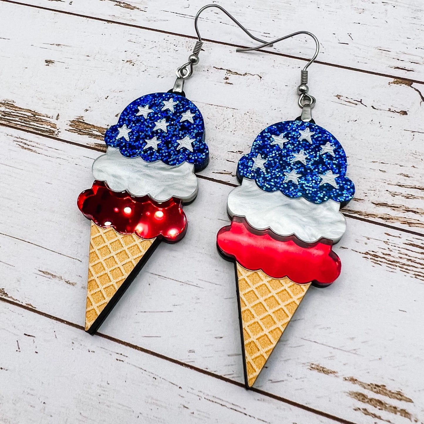 Patriotic Ice Cream Cone Dangles
