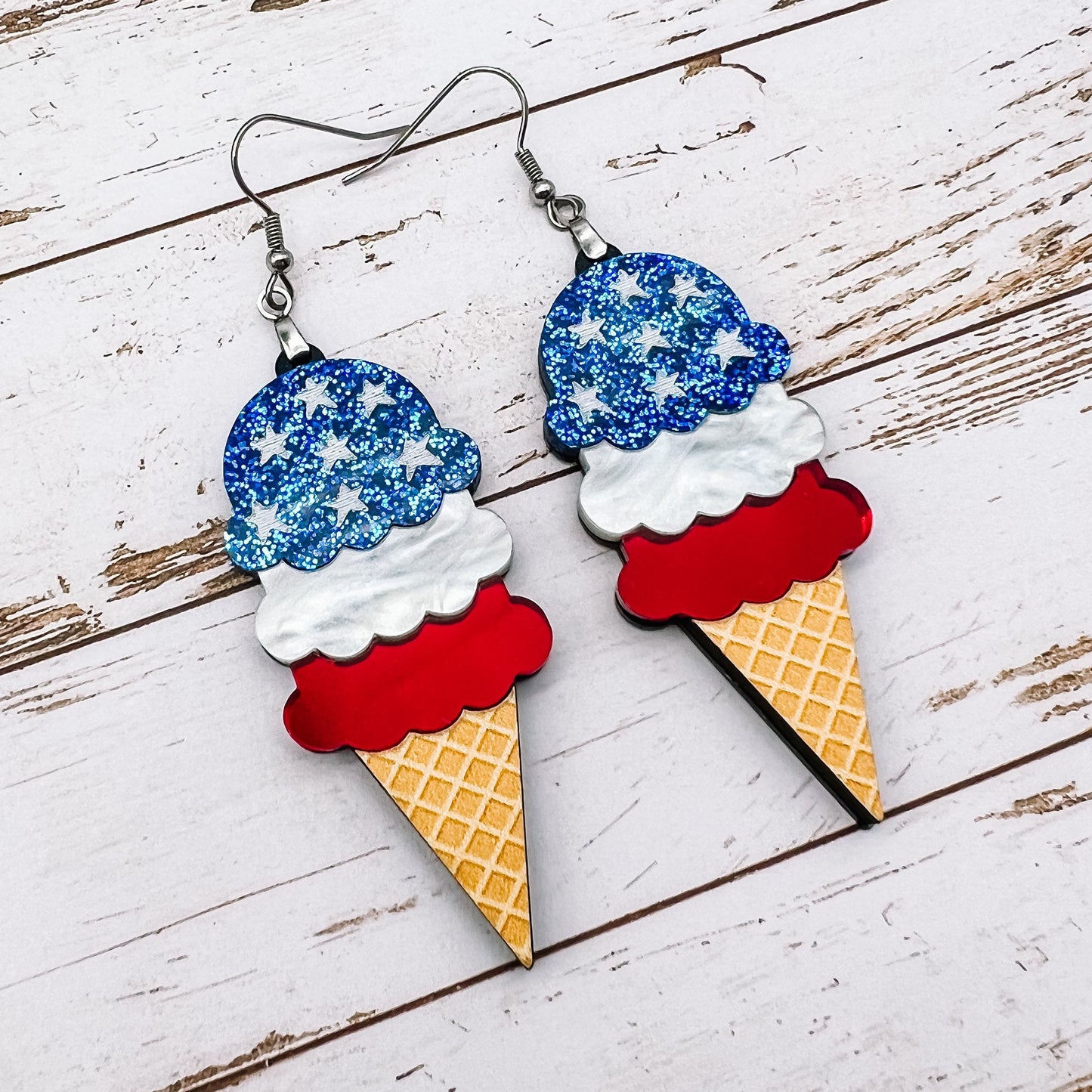 Patriotic Ice Cream Cone Dangles