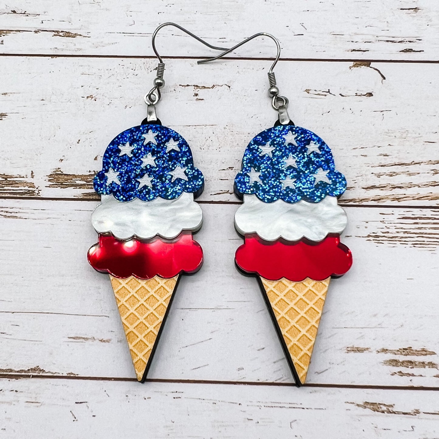 Patriotic Ice Cream Cone Dangles