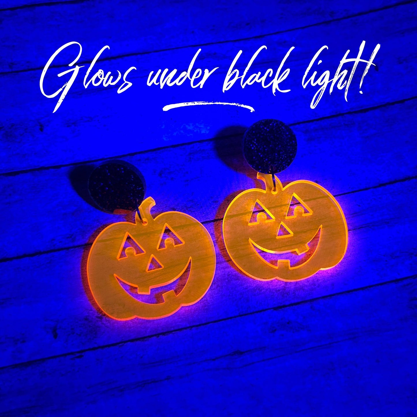 MAY CLEARANCE Fluorescent Pumpkin Dangles