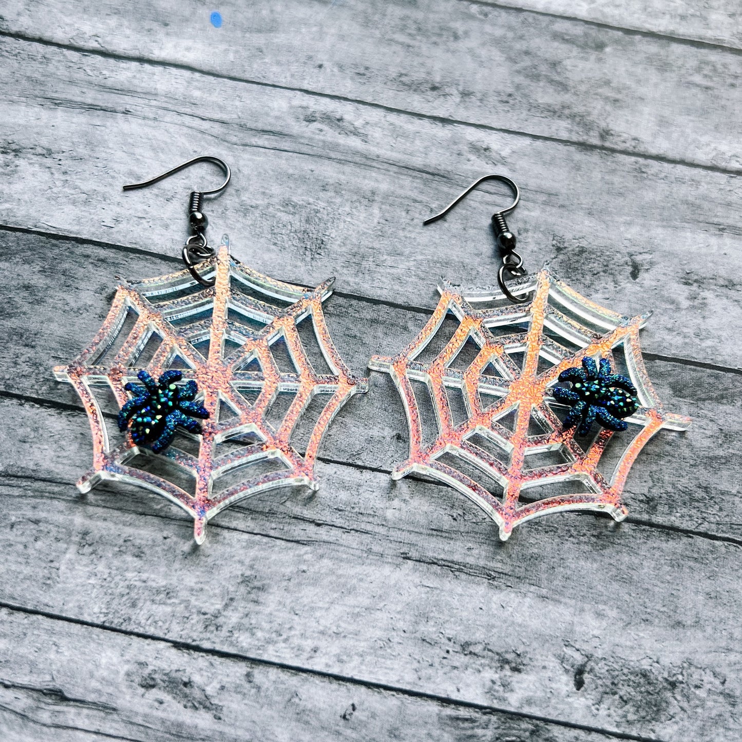 Spiderweb With Druzy Spider Dangles