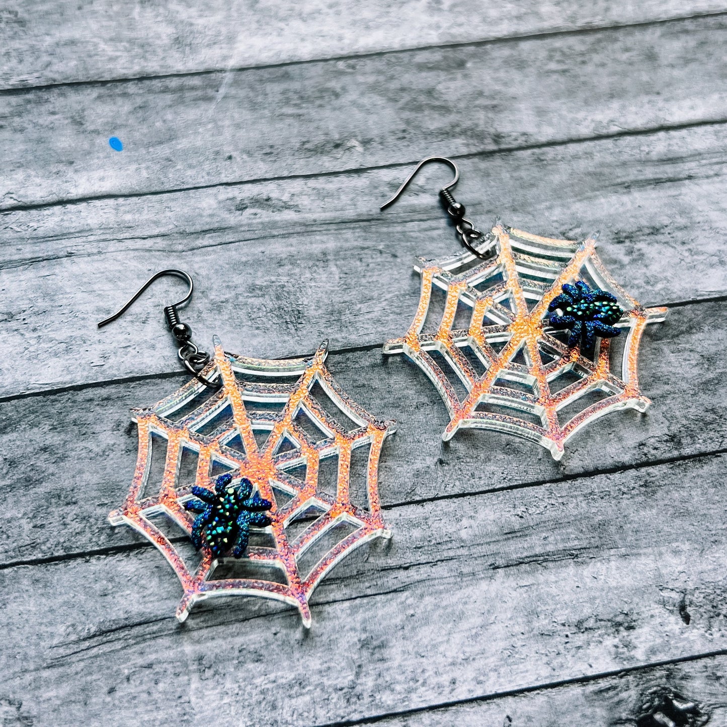 Spiderweb With Druzy Spider Dangles