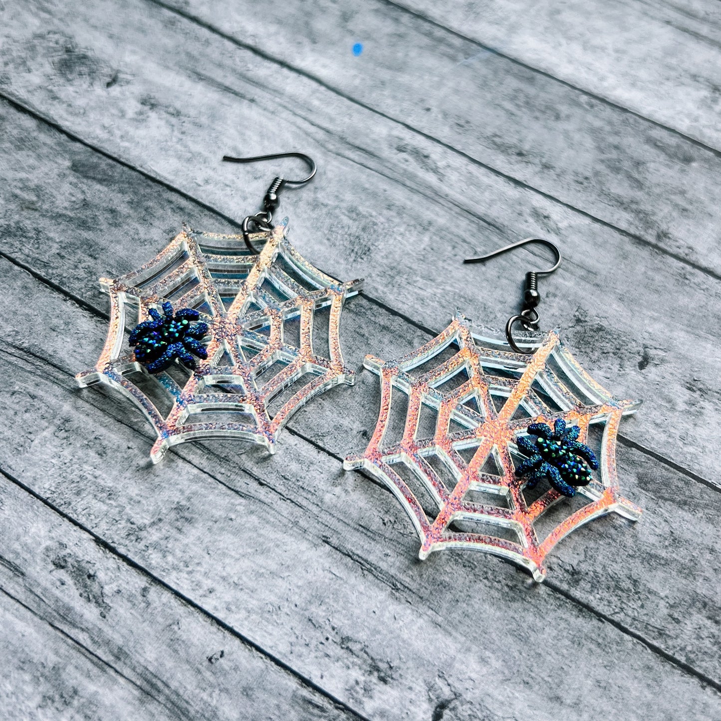 Spiderweb With Druzy Spider Dangles