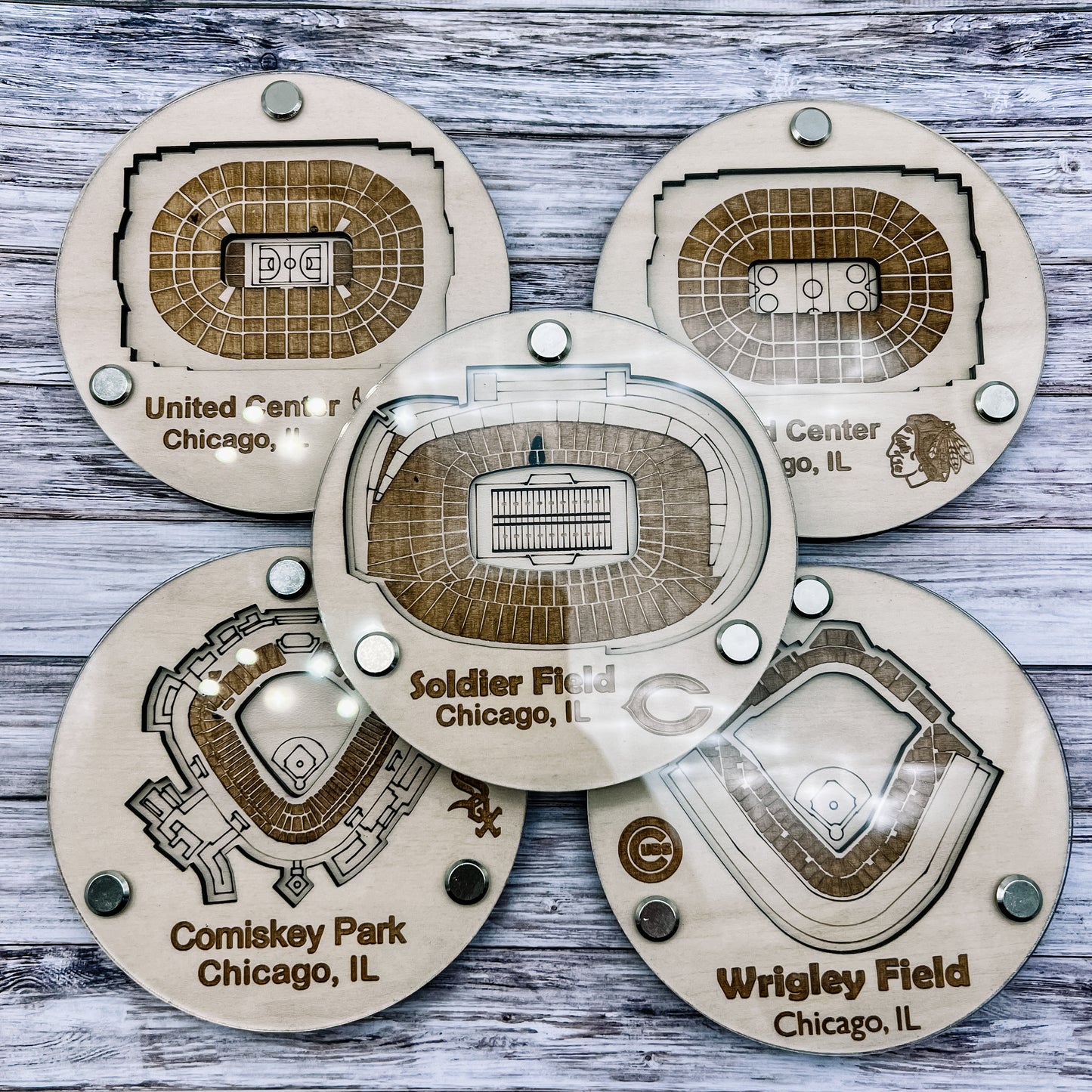 Chicago Sports Stadium Coaster Set