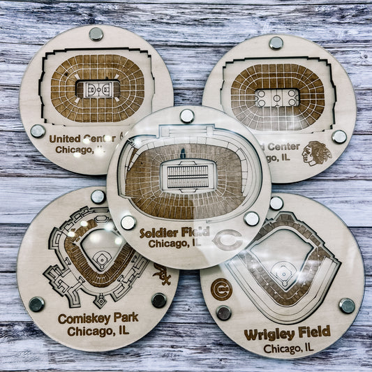 Chicago Sports Stadium Coaster Set