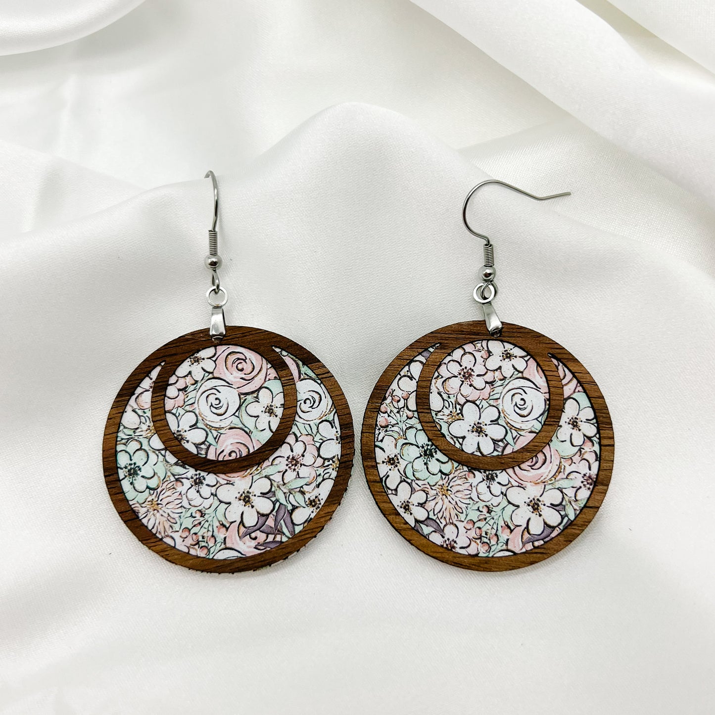 Pastel Floral Circle Dangles