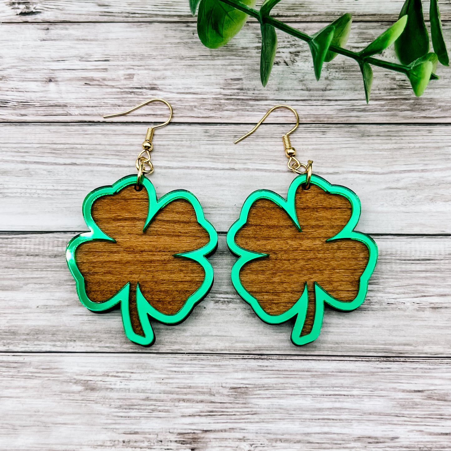 Framed Mirror Shamrock Dangles