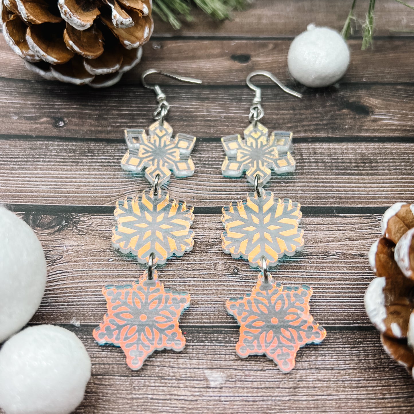 MAY CLEARANCE 3 Snowflake Dangles