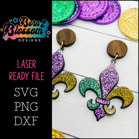 Mardi Gras Fleur De Lis Earring File