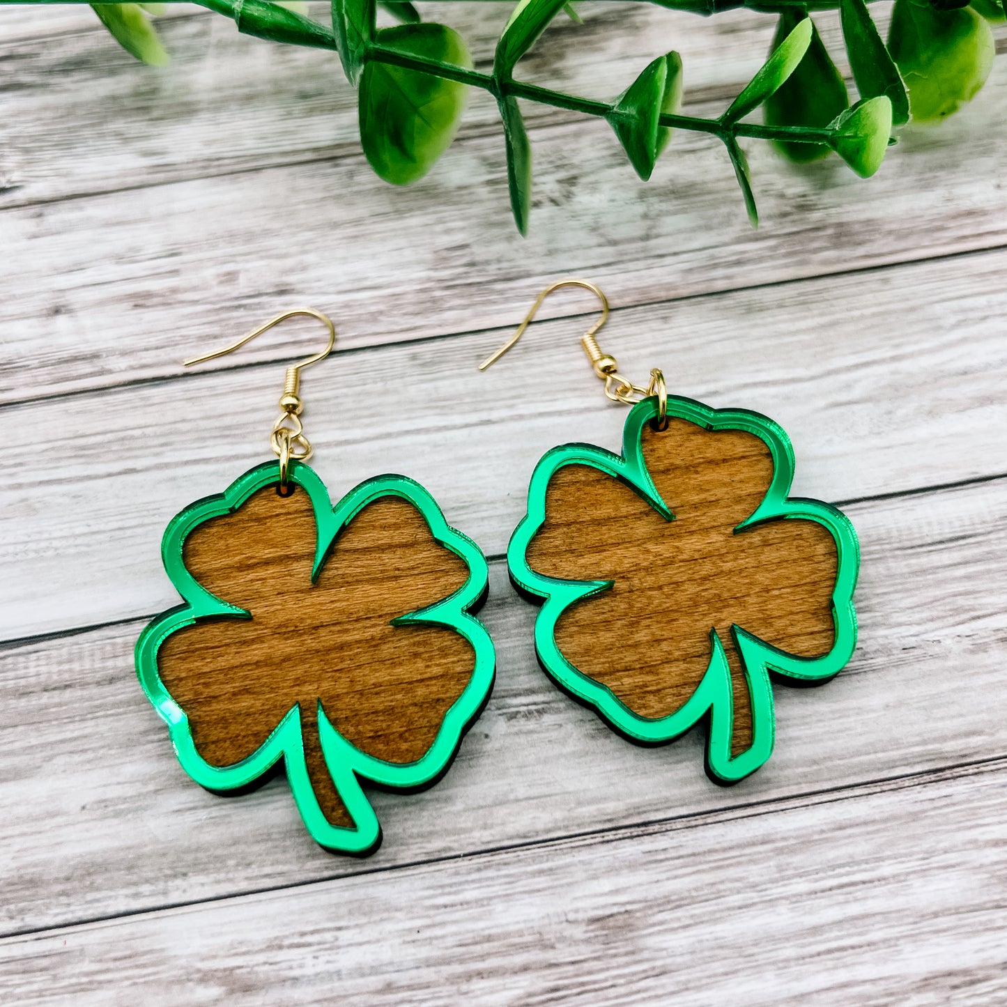 Framed Mirror Shamrock Dangles