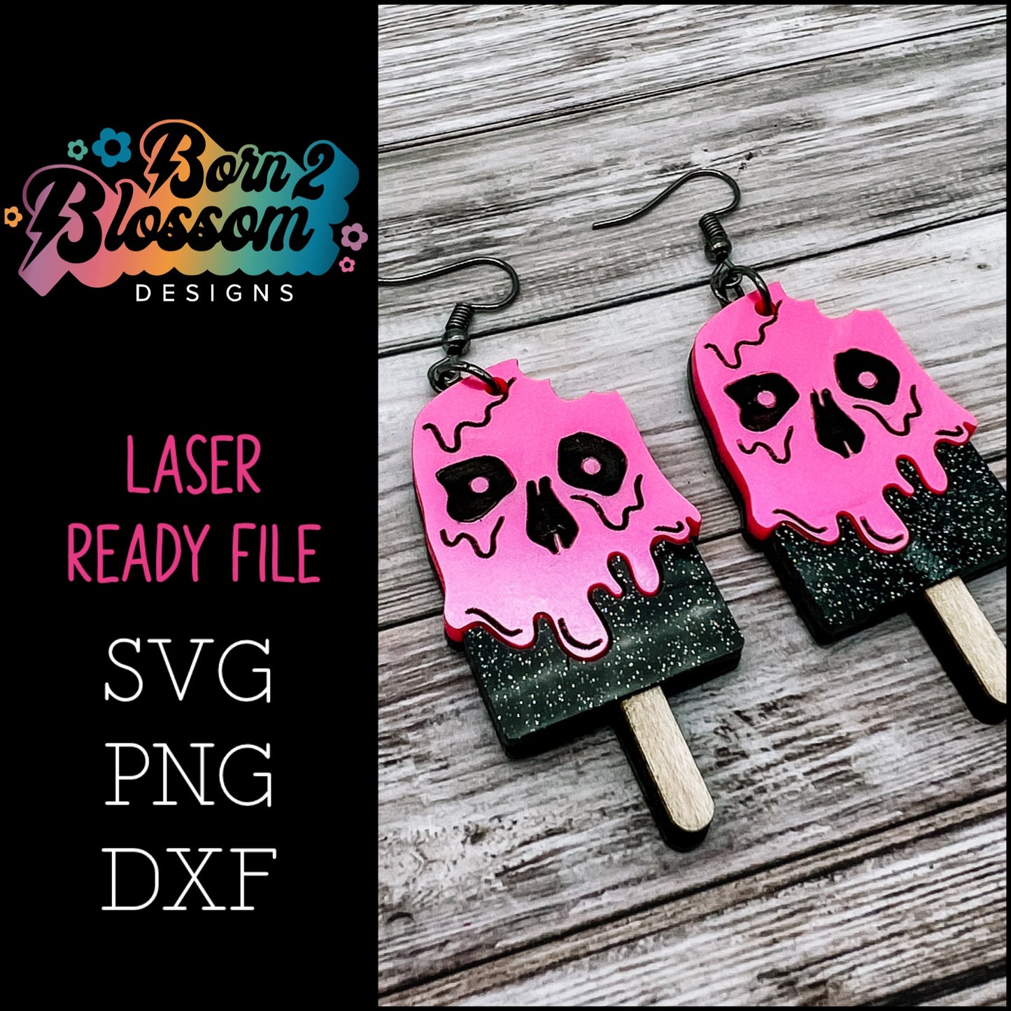 Skull Popsicle Earrings SVG Digital Download