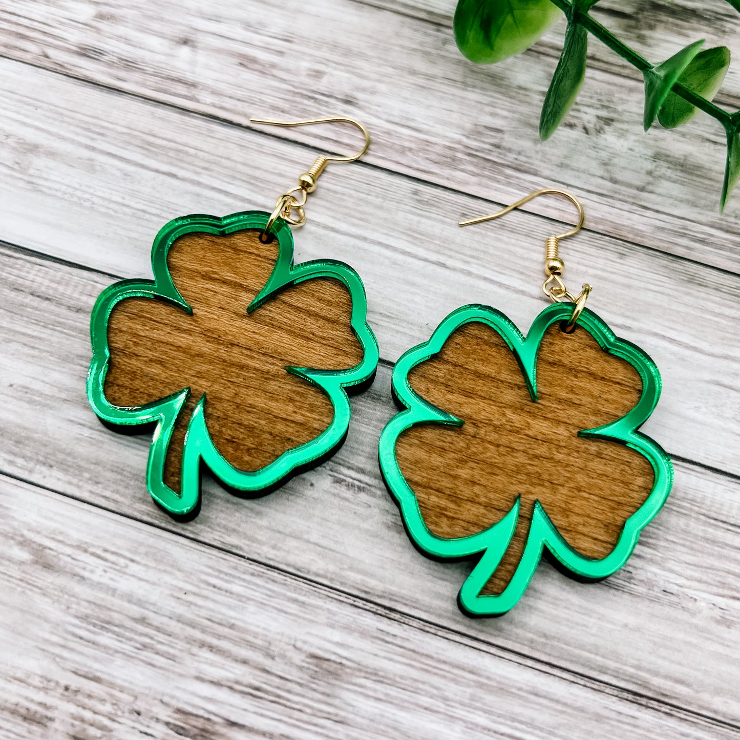 Framed Mirror Shamrock Dangles