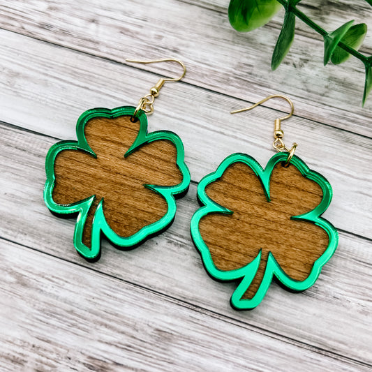 Framed Mirror Shamrock Dangles