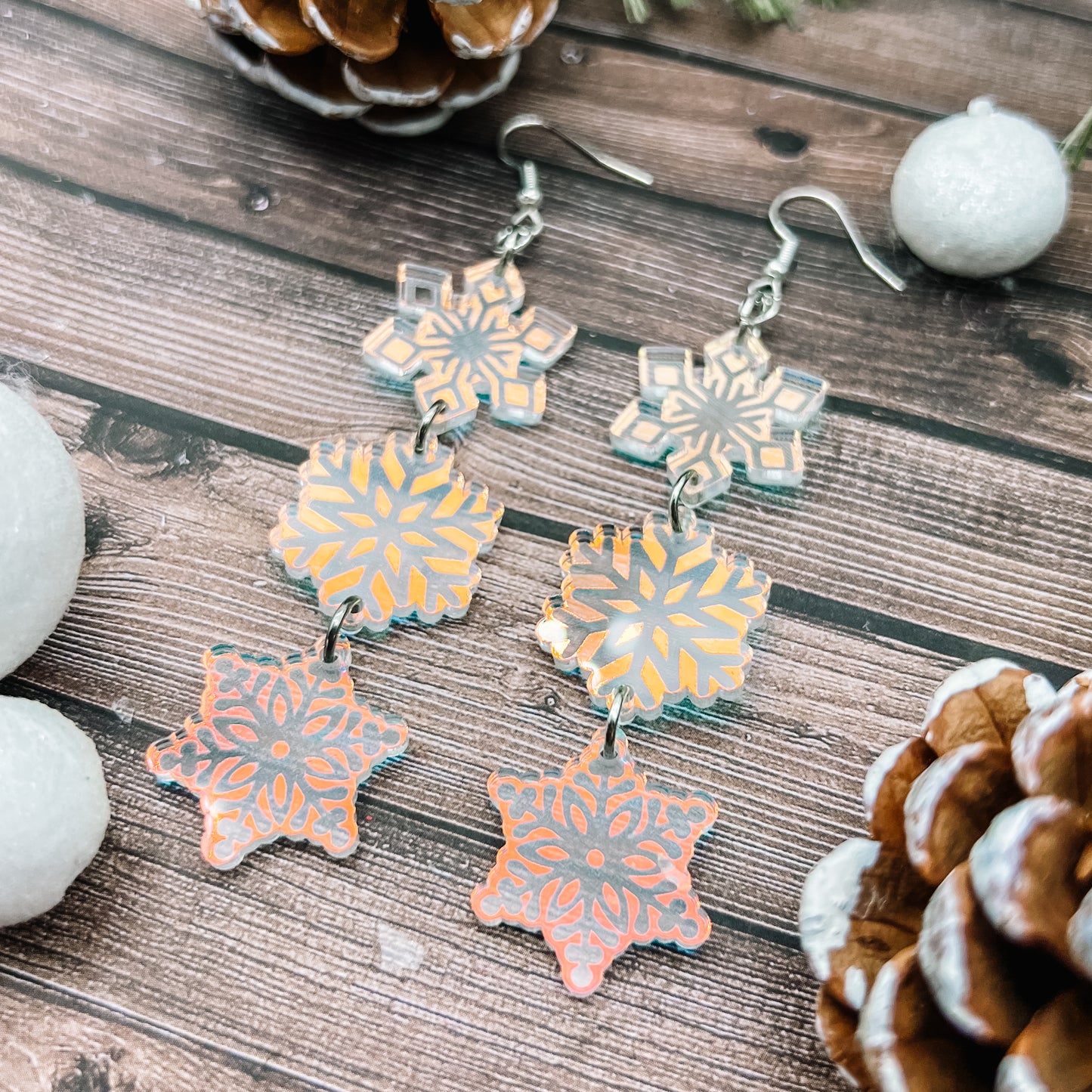 MAY CLEARANCE 3 Snowflake Dangles