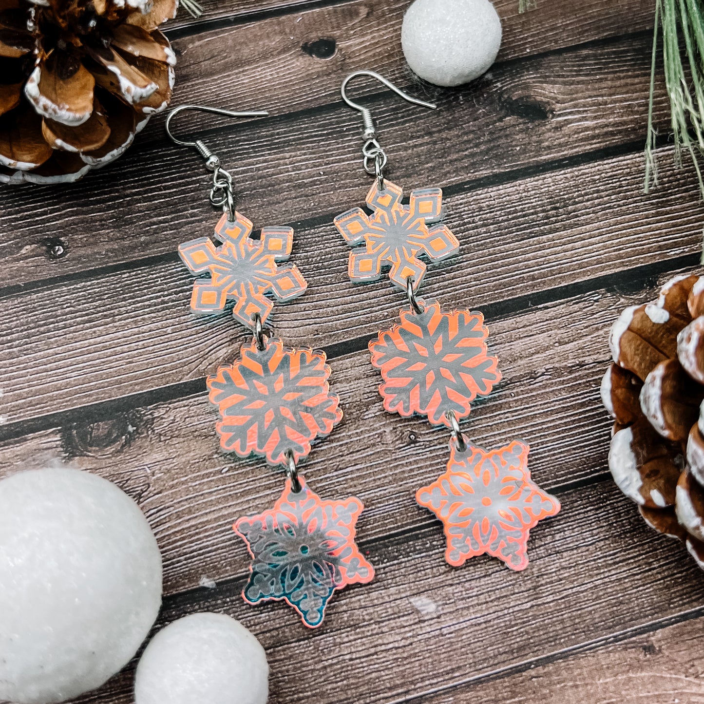 MAY CLEARANCE 3 Snowflake Dangles