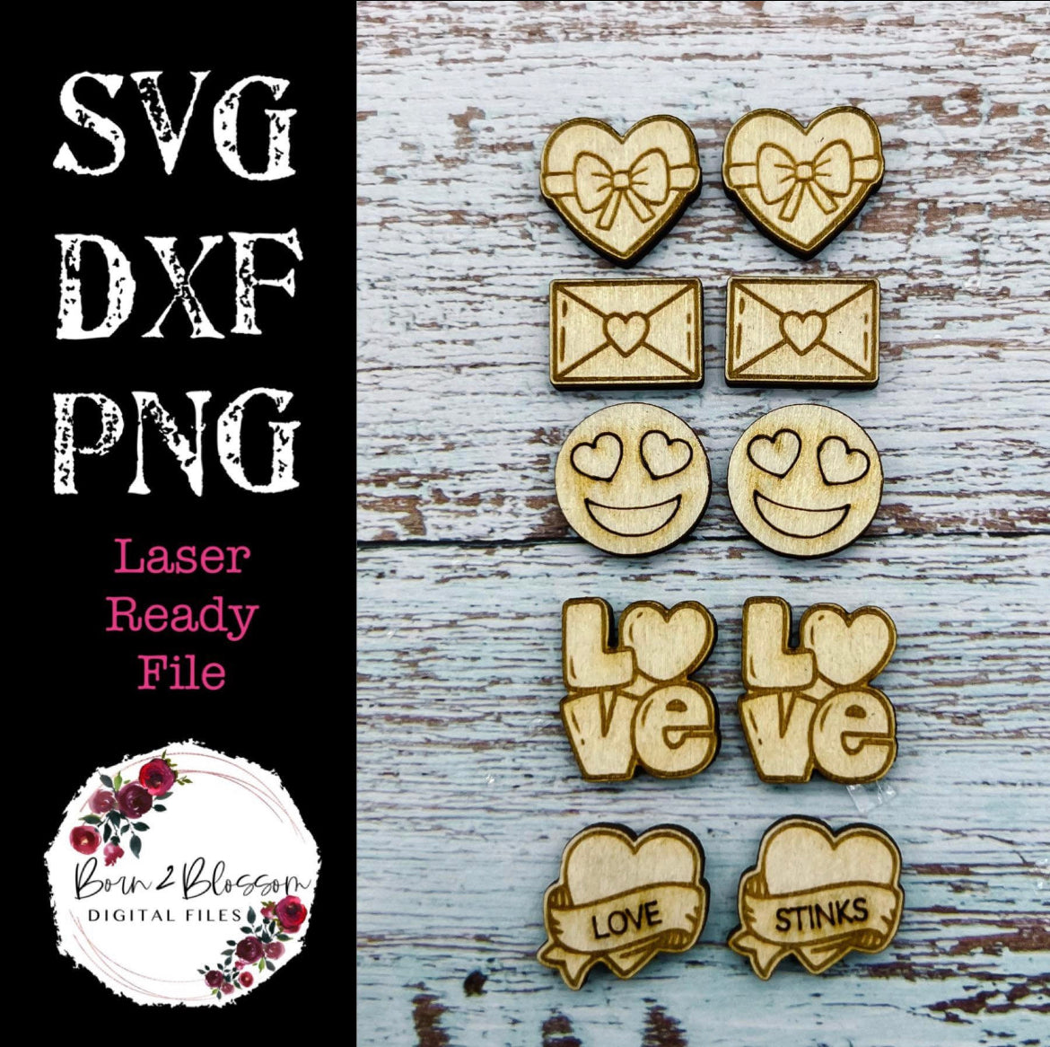 Valentines Stud Earring Bundle SVG Digital Download