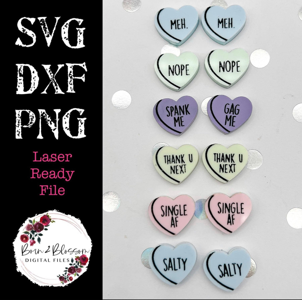 Anti Love Earrings SVG Digital Download