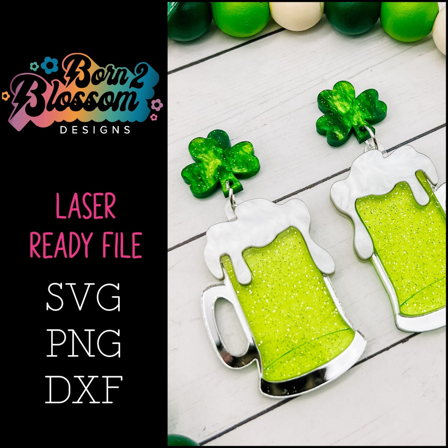 Beer Stein Earrings SVG Digital Download