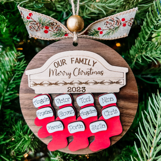 2025 Stockings Hung by Chimney Personalized Family Christmas Ornament now up to 24 Names