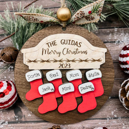 2025 Stockings Hung by Chimney Personalized Family Christmas Ornament now up to 24 Names