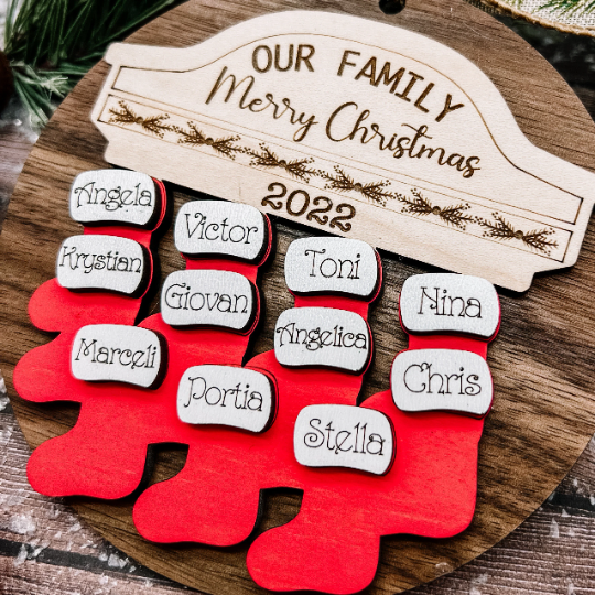 2025 Stockings Hung by Chimney Personalized Family Christmas Ornament now up to 24 Names