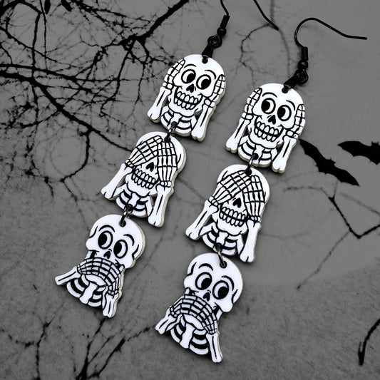See No Evil Skeleton Dangles