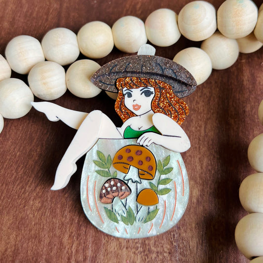 Mushroom Canister Fairy BROOCH
