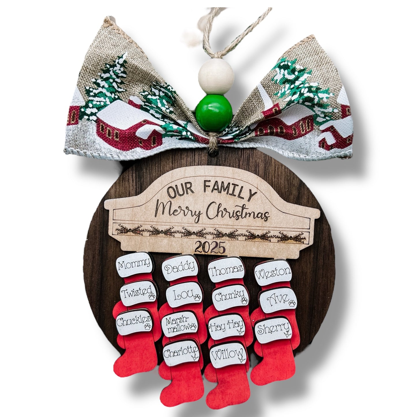 2025 POPULAR Stockings Hung by Chimney Personalized Family Christmas Ornament now up to 24 Names
