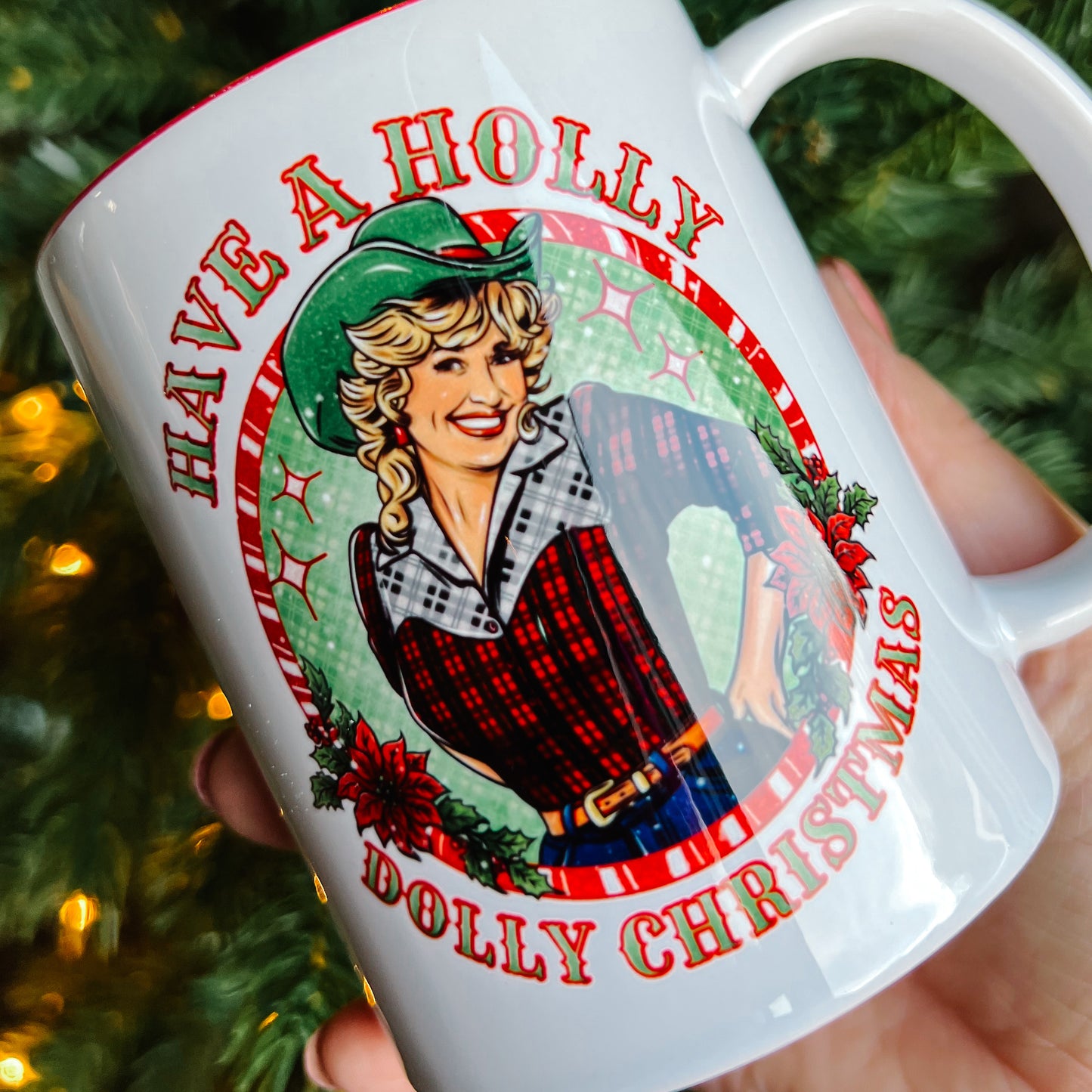 Holly Dolly Christmas Ceramic Mug (Personalization Available)